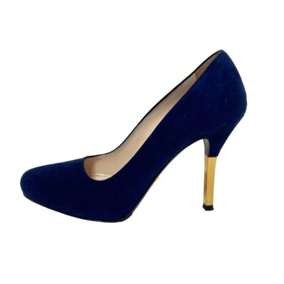 PRADA - Navy Gold Suede Hardware Women's Pumps 153-061825 - Picture 1 of 11